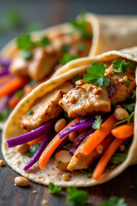 thai peanut chicken wraps