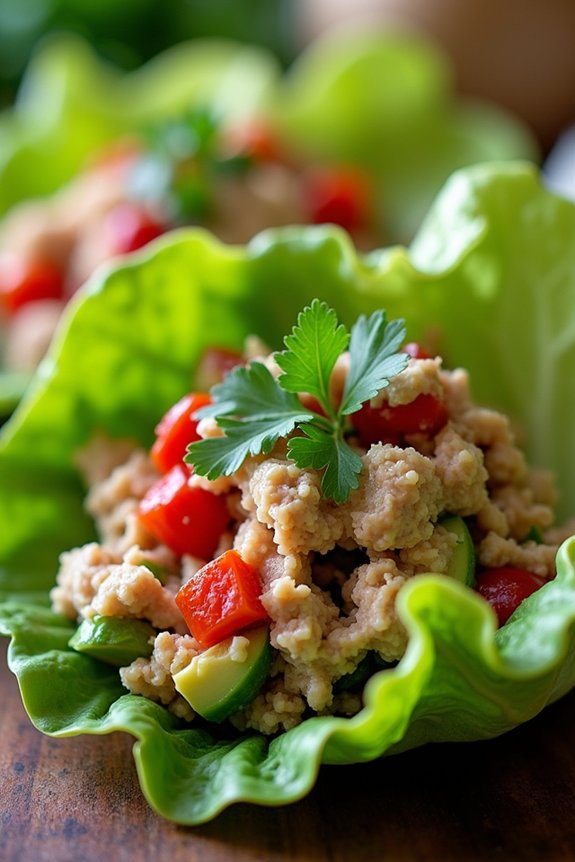 tuna avocado lettuce wraps