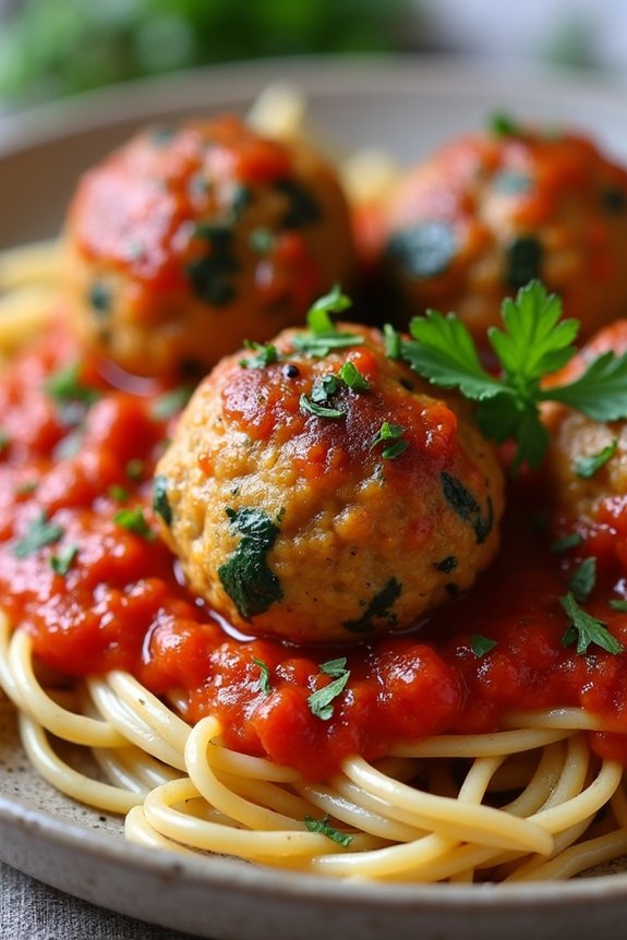 turkey spinach meatballs pasta