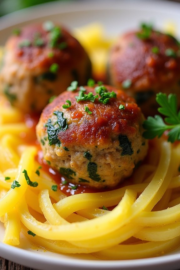 veggie turkey meatballs spaghetti squash