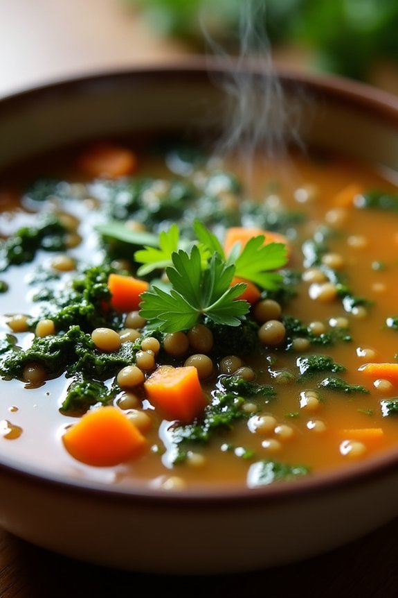 wholesome lentil kale soup