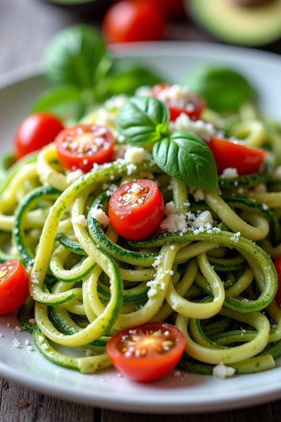 zucchini noodles with avocado pesto