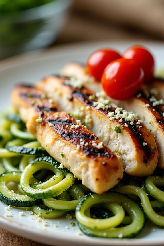 zucchini noodles with pesto