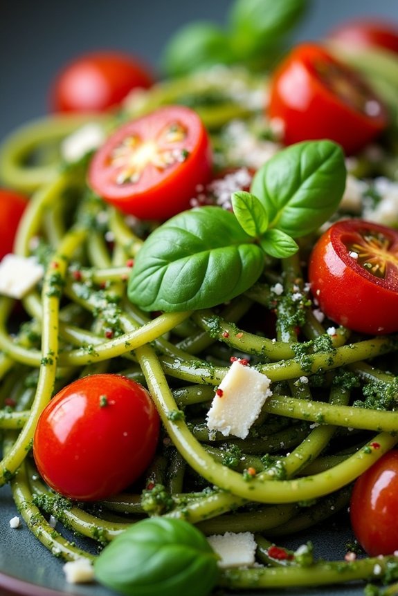 zucchini noodles with pesto
