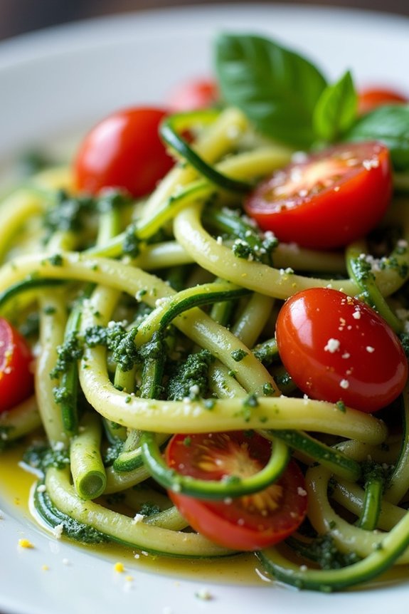 zucchini noodles with pesto