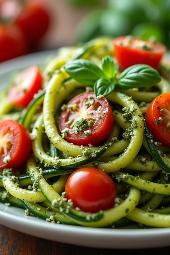 zucchini noodles with pesto