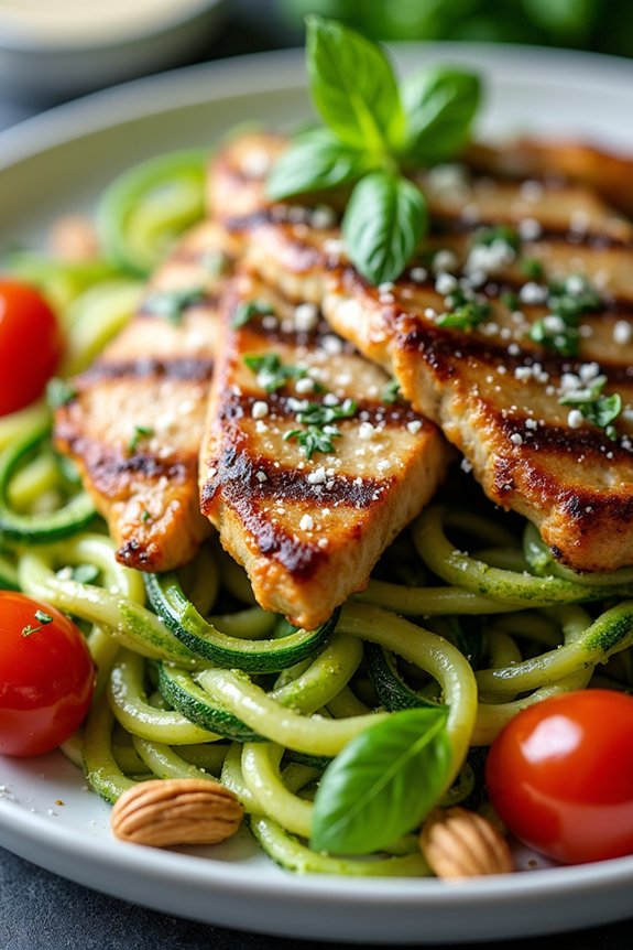 zucchini noodles with pesto