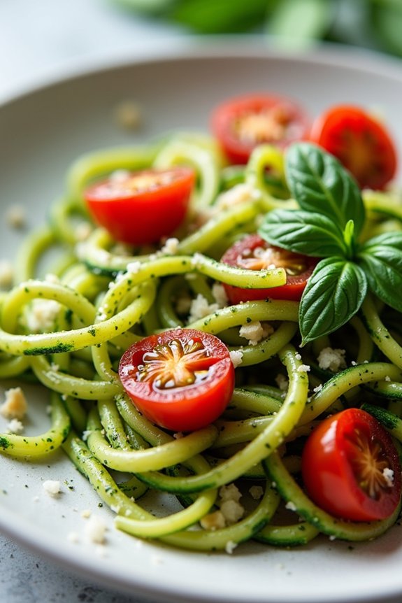 zucchini noodles with pesto