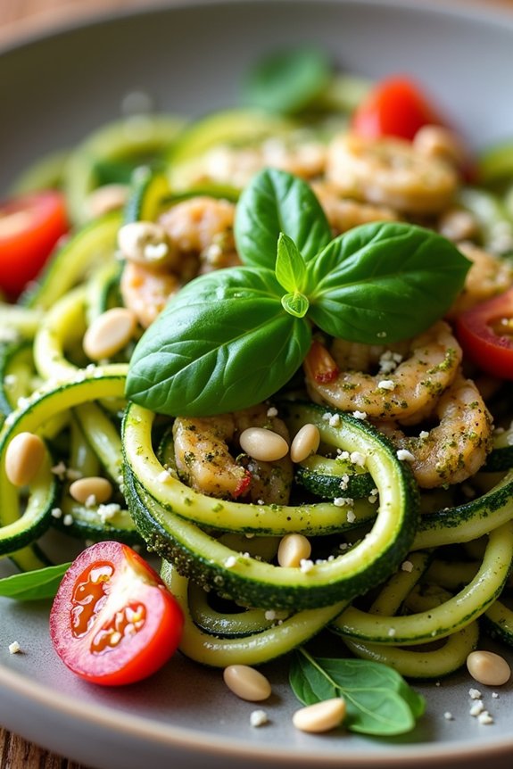 zucchini noodles with pesto