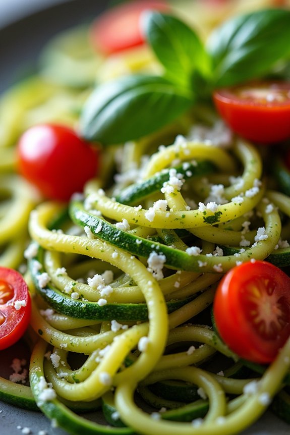 zucchini noodles with pesto