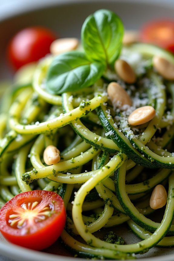 zucchini noodles with pesto