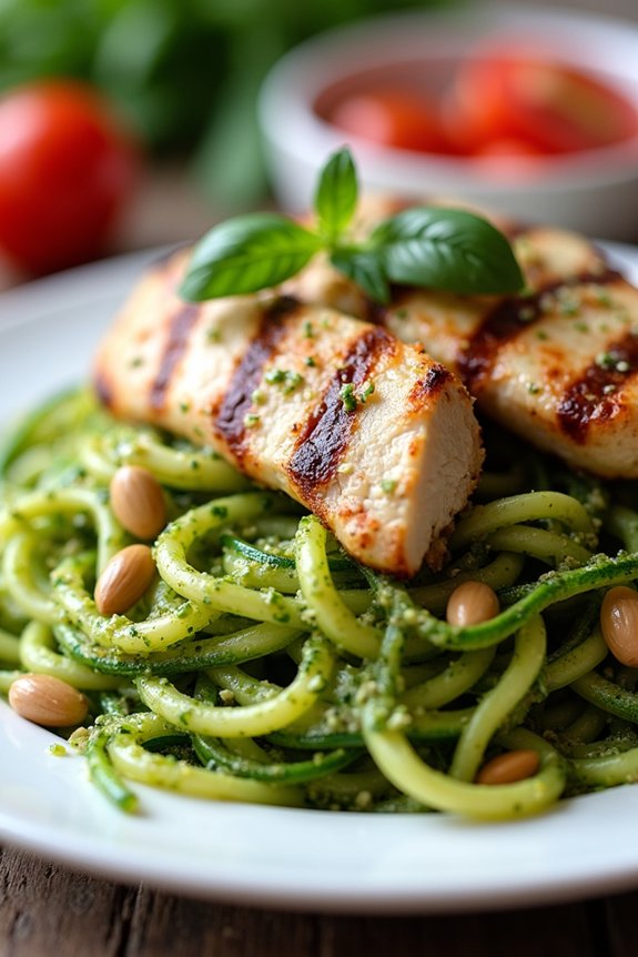 zucchini noodles with pesto