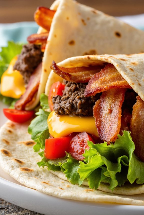 bacon cheeseburger tortilla wraps