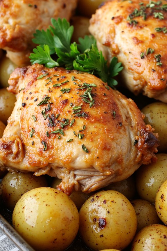 baked chicken and potatoes
