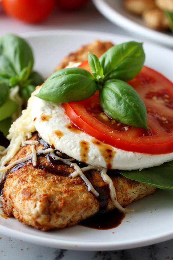 baked chicken with caprese toppings