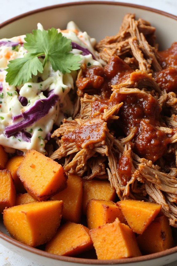 bbq pulled pork sweet potato bowl