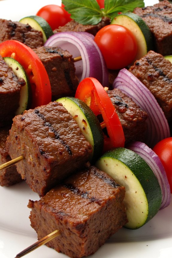 beef and vegetable skewers