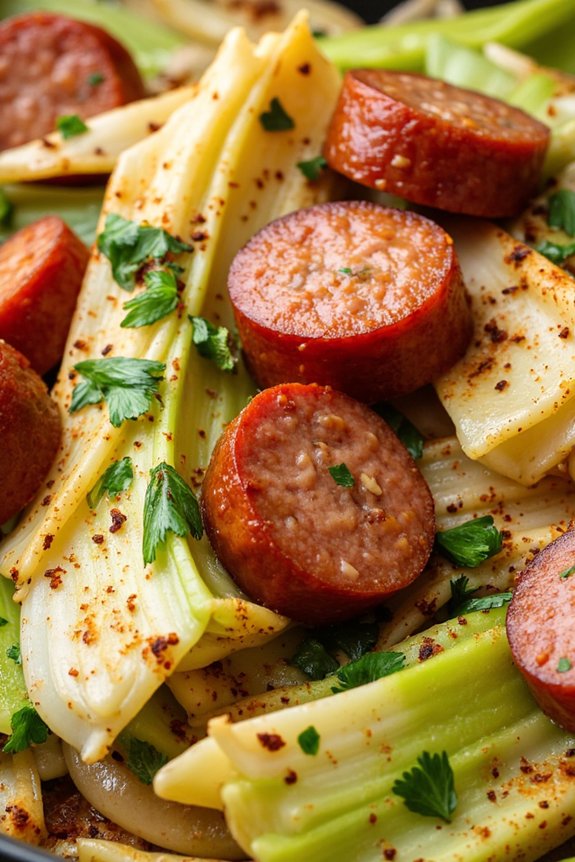cabbage sausage quick stir fry