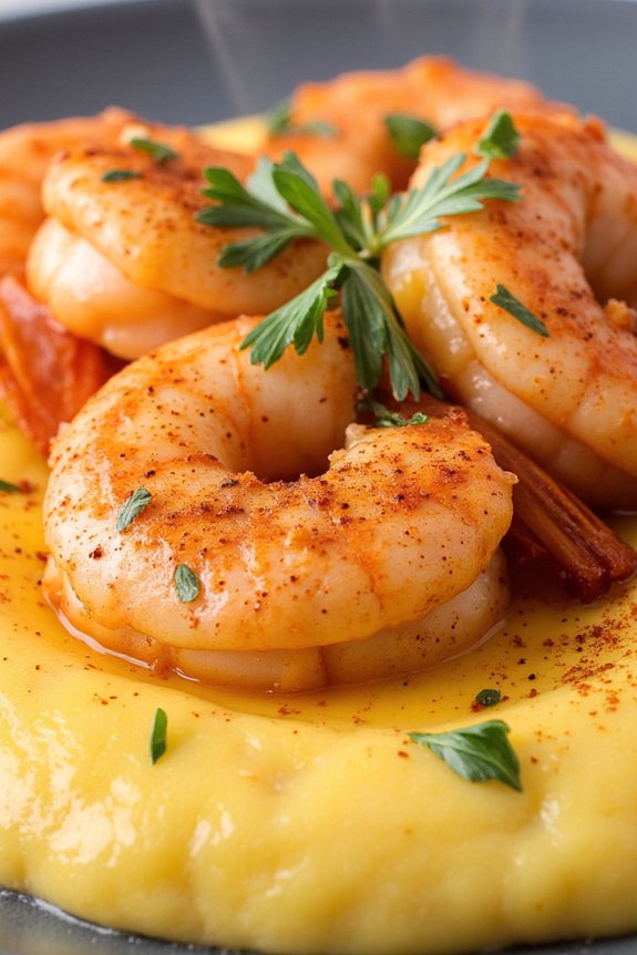 cajun shrimp over creamy grits