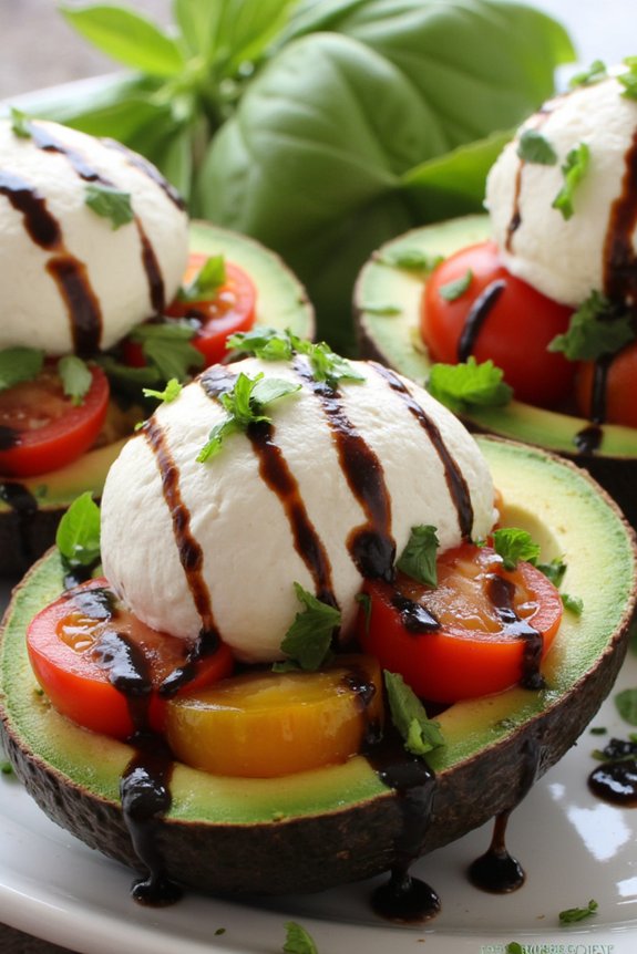 caprese stuffed avocado delight