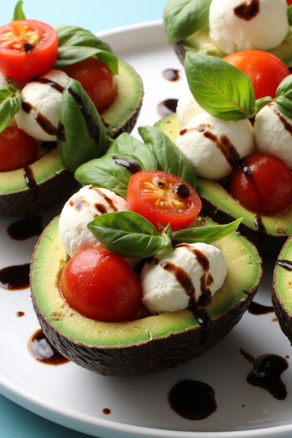 caprese stuffed avocado delight