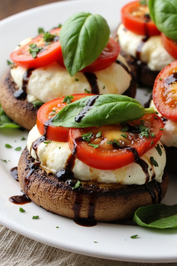 caprese stuffed mushrooms delight