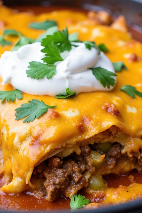 cheesy beef enchilada casserole