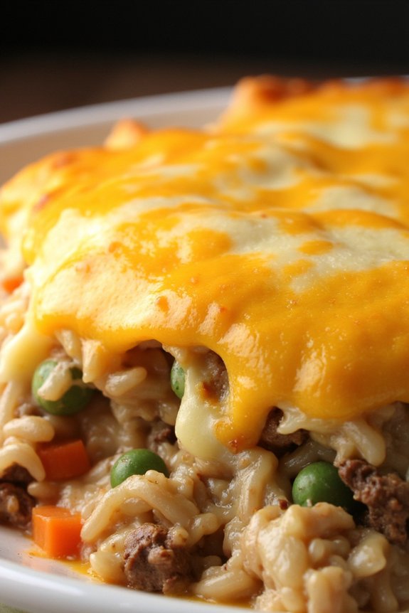 cheesy beef rice casserole