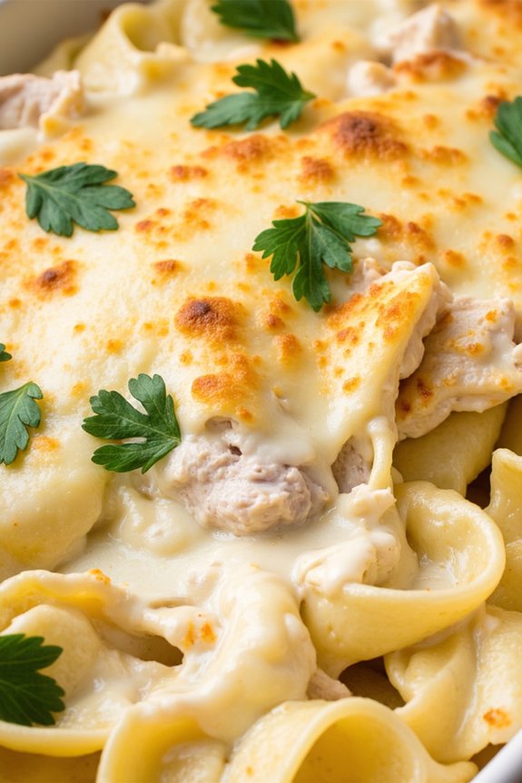cheesy chicken alfredo bake