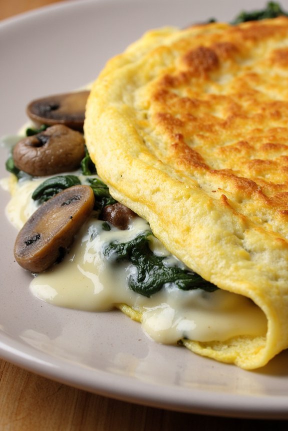 cheesy spinach mushroom omelet