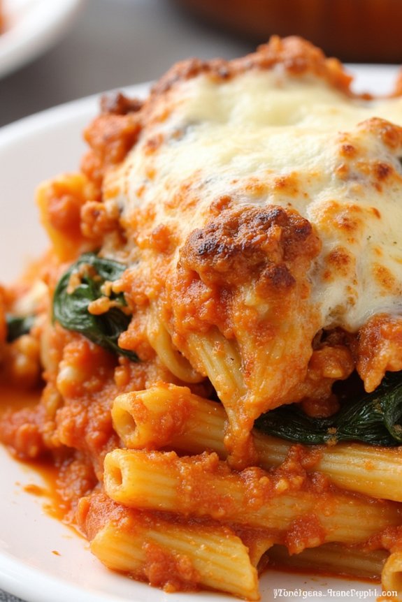 cheesy spinach pasta bake