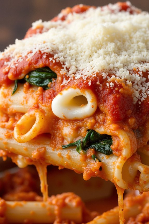 cheesy spinach pasta bake