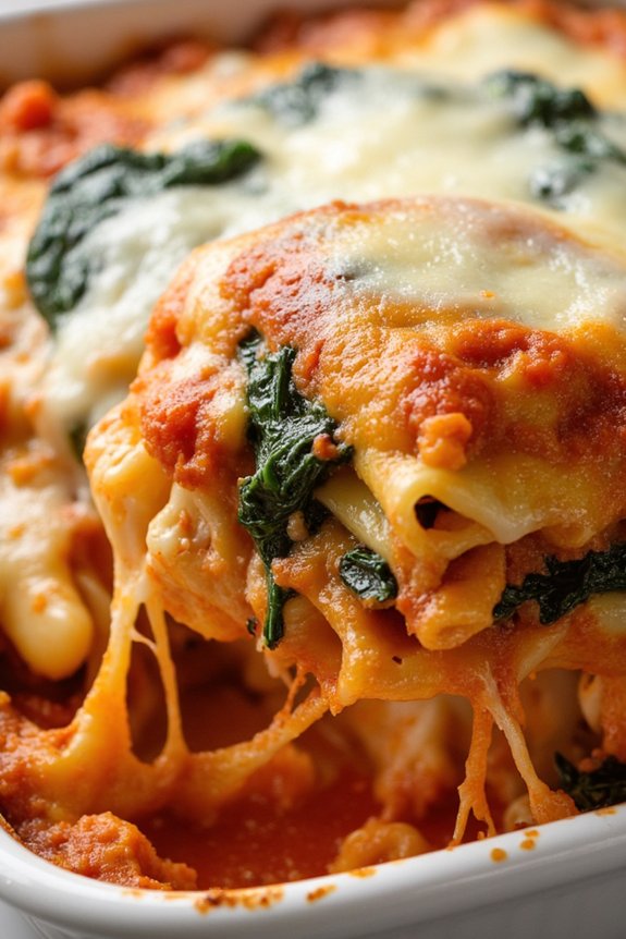 cheesy spinach pasta casserole