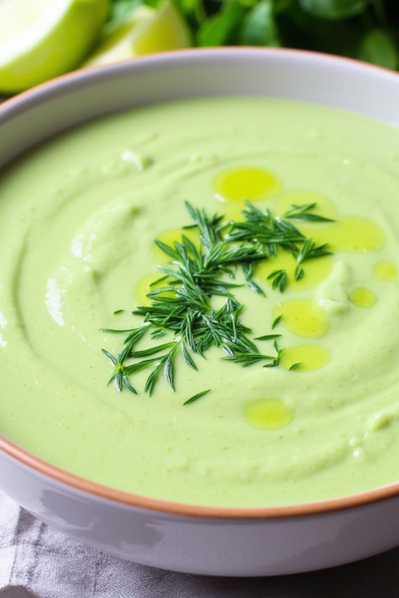 chilled creamy cucumber avocado soup