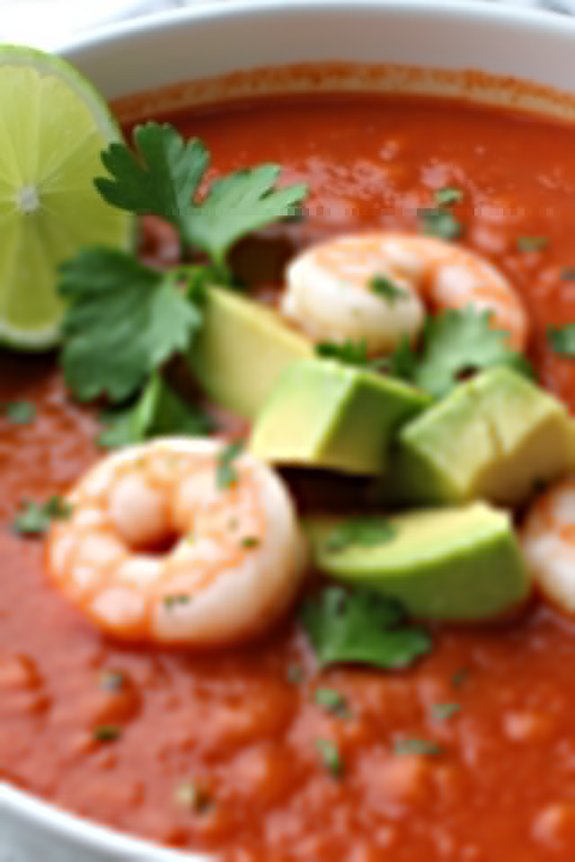 chilled soup with shrimp