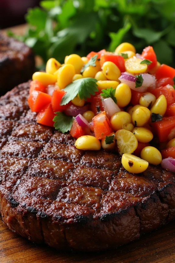 coffee rubbed steak with salsa