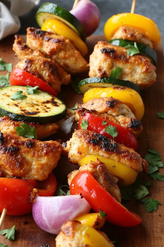 colorful mediterranean chicken skewers