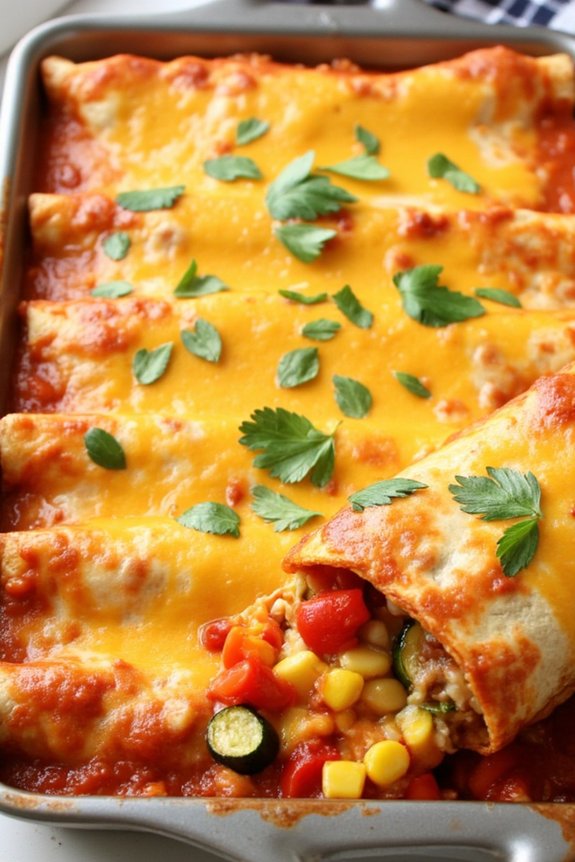 colorful veggie cheese enchiladas