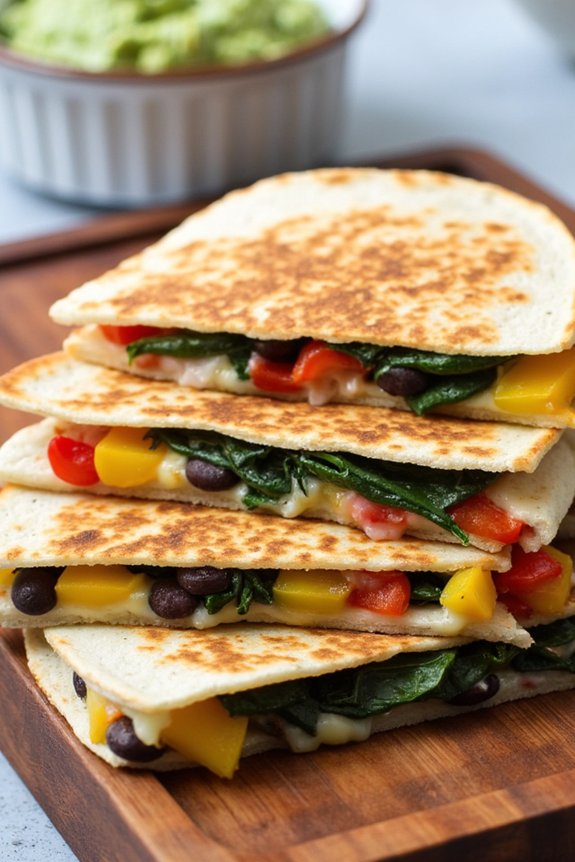 colorful veggie filled quesadillas