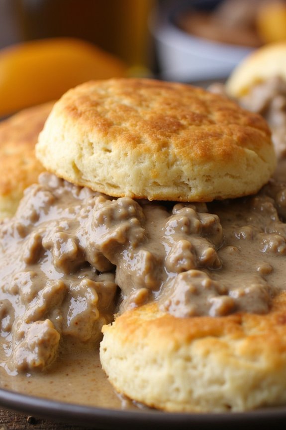 comforting biscuits and gravy