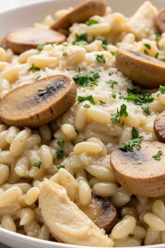 comforting chicken mushroom risotto