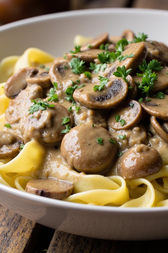 comforting creamy mushroom stroganoff