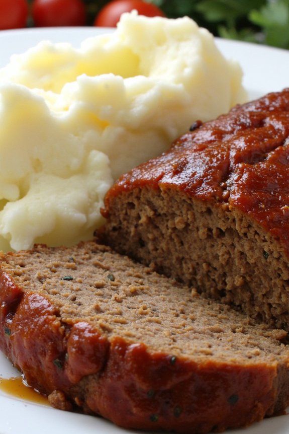 comforting meatloaf and potatoes