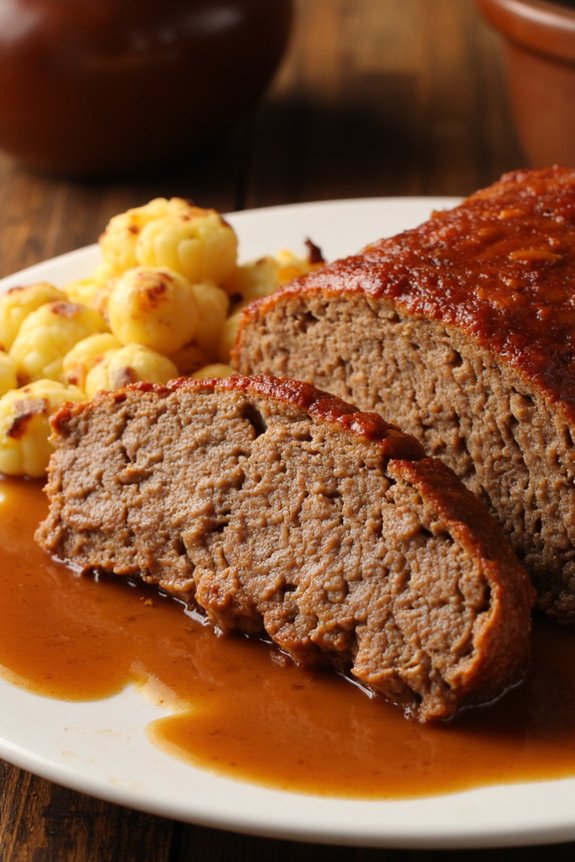 comforting meatloaf with gravy