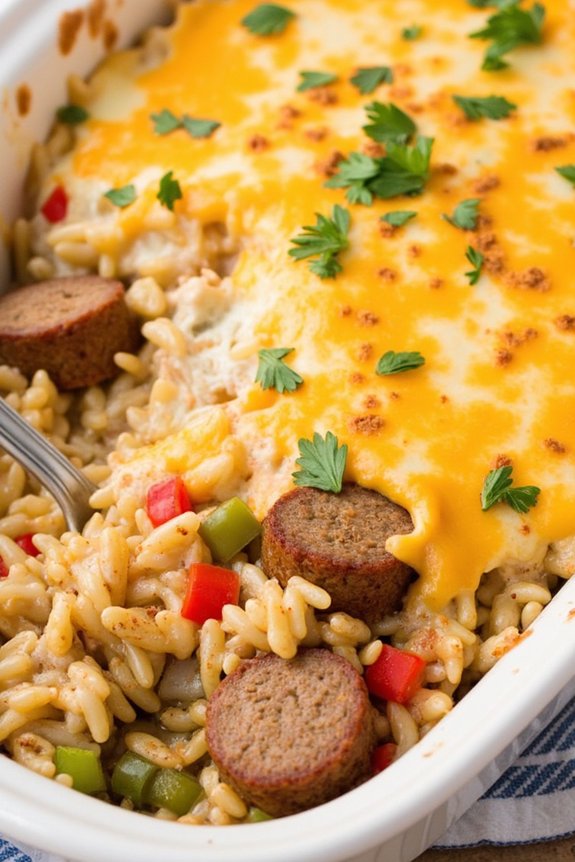 comforting sausage rice casserole