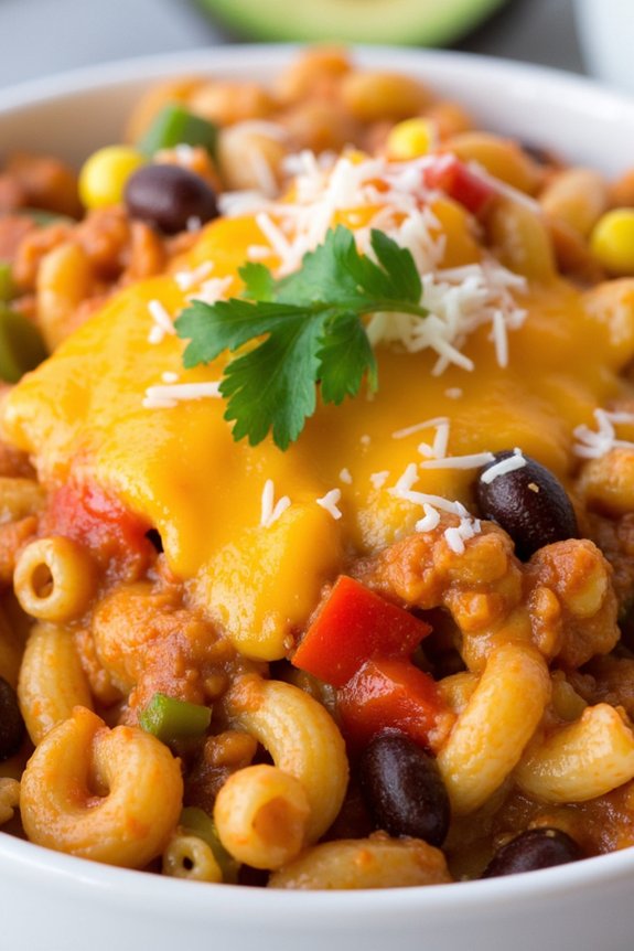 comforting vegetarian chili mac