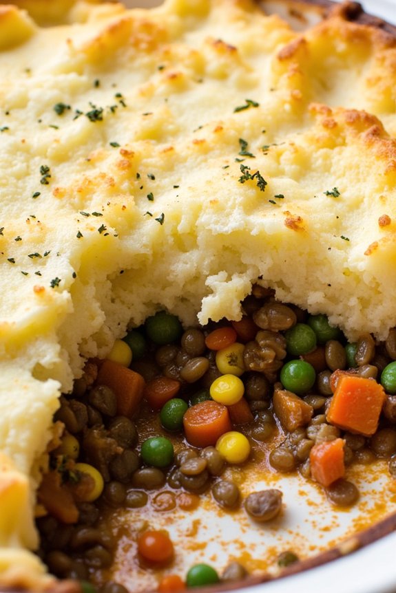 comforting vegetarian lentil pie
