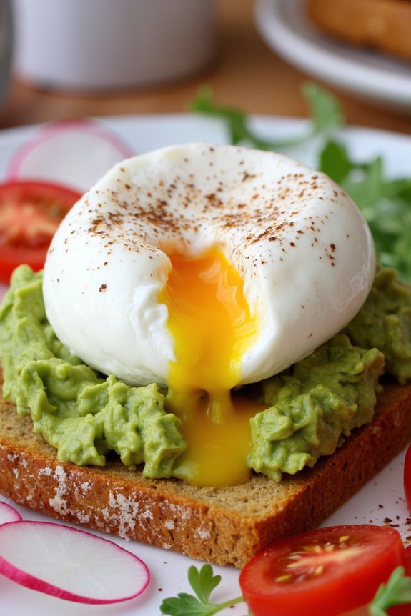 creamy avocado poached eggs