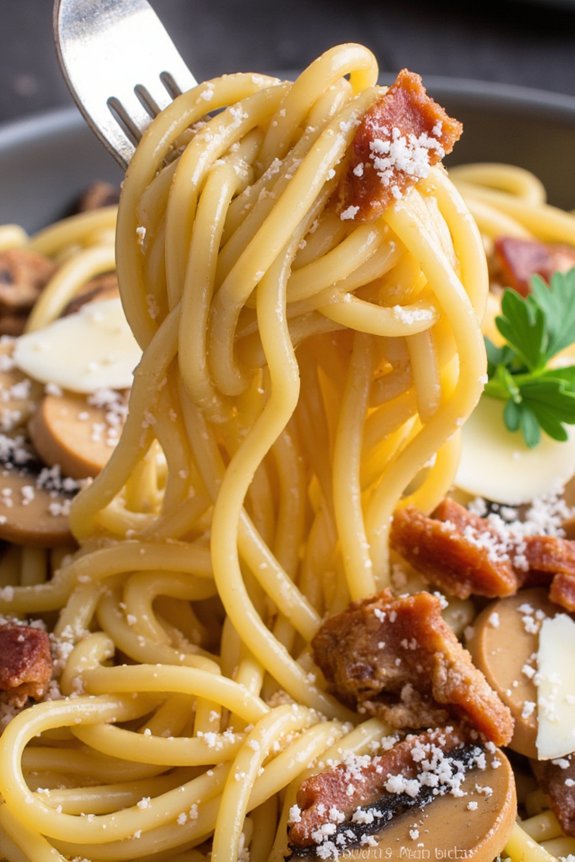 creamy bacon mushroom pasta