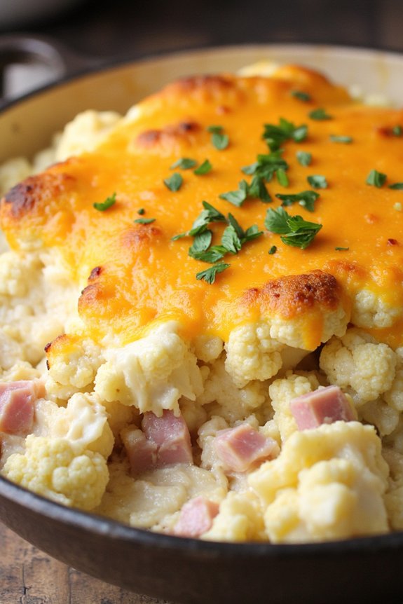 creamy cauliflower ham casserole